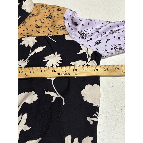 Anthropologie Maeve Alida Contrast Buttondown Top Mixed Floral Large NWOT - Picture 6 of 9